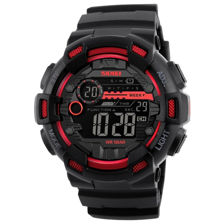 1243 Men Sports Watch Outdoor Waterproof Digital Watch, Red, Black, Golden Red