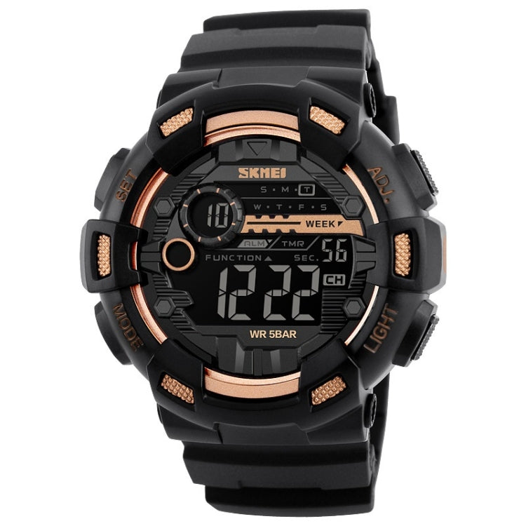 1243 Men Sports Watch Outdoor Waterproof Digital Watch, Red, Black, Golden Golden