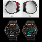1243 Men Sports Watch Outdoor Waterproof Digital Watch, Red, Black, Golden