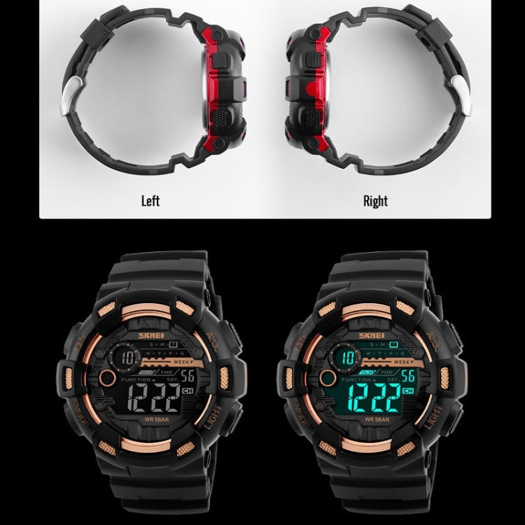 1243 Men Sports Watch Outdoor Waterproof Digital Watch, Red, Black, Golden