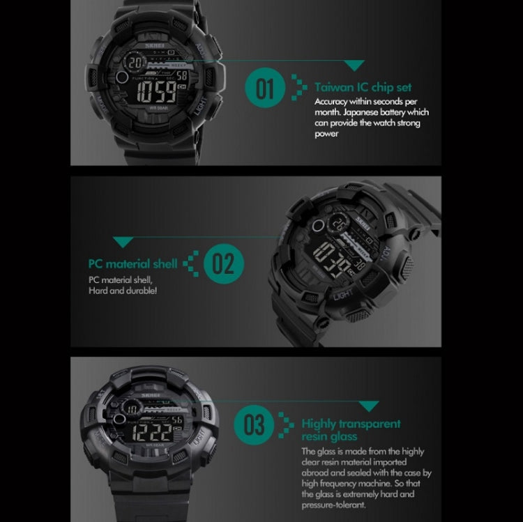 1243 Men Sports Watch Outdoor Waterproof Digital Watch, Red, Black, Golden