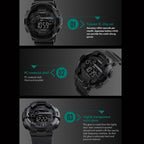 1243 Men Sports Watch Outdoor Waterproof Digital Watch, Red, Black, Golden
