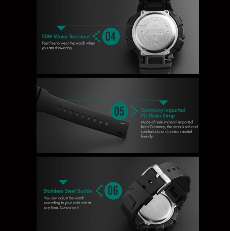 1243 Men Sports Watch Outdoor Waterproof Digital Watch, Red, Black, Golden