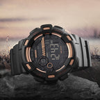 1243 Men Sports Watch Outdoor Waterproof Digital Watch, Red, Black, Golden