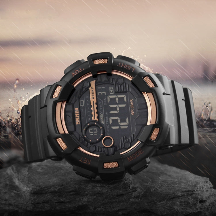 1243 Men Sports Watch Outdoor Waterproof Digital Watch, Red, Black, Golden