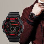 1243 Men Sports Watch Outdoor Waterproof Digital Watch, Red, Black, Golden
