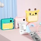 P1 No Card Children Instant Camera 1200W Front And Rear Dual-Lens Mini Print Photographic Digital Camera Toy(Green Dinosaur), Green Dinosaur No Card, Pink Cat No Card, Green Dinosaur 16GB, Pink Cat 16GB, Green Dinosaur 32GB, Pink Cat 32GB – Lanyard