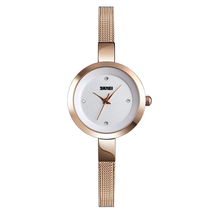 SKMEI 1390 Ladies Business Casual Watch Steel Band Lightweight Quartz Watch, Rose Gold, Golden, Silver Rose Gold