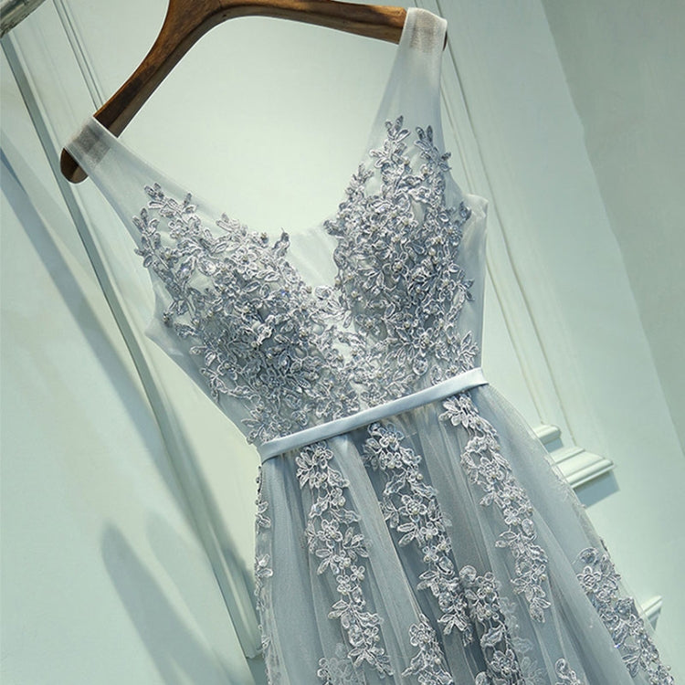 Sexy V-neck Evening Dress Robe Tulle Applique Evening Dresses, S, XXL, XXXL