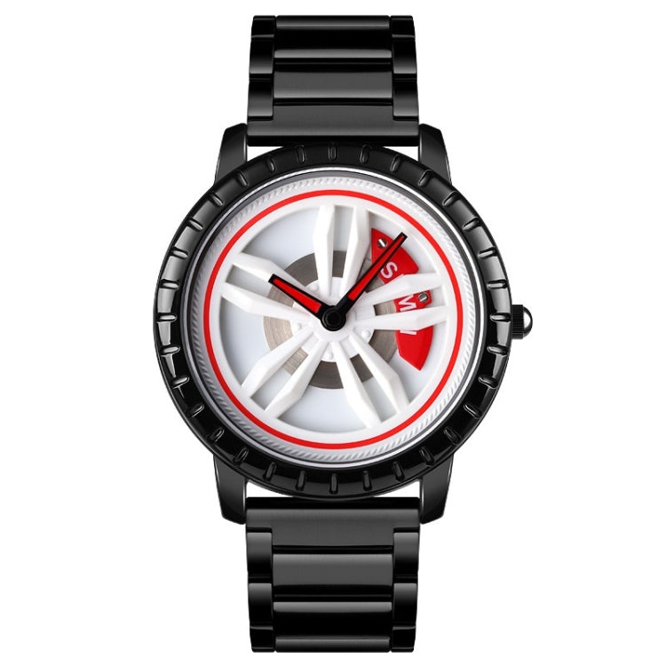1634 Men Waterproof Watch Fashion Quartz Watch, Black Mesh Belt, White... White Steel Belt