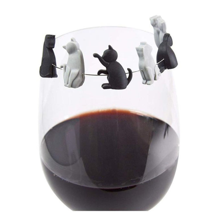 6pcs / Set Cat Drinks Wine Glass Marker Recognizer Tea Bag Hanging, Cat Cat