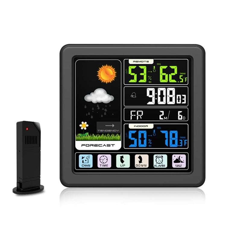 TS-3310 Wireless Weather Clock Multifunctional Color Screen Clock Creative Home Touch Screen Thermometer, Wood Grain, Black – Durable Build, Easy to Use Black