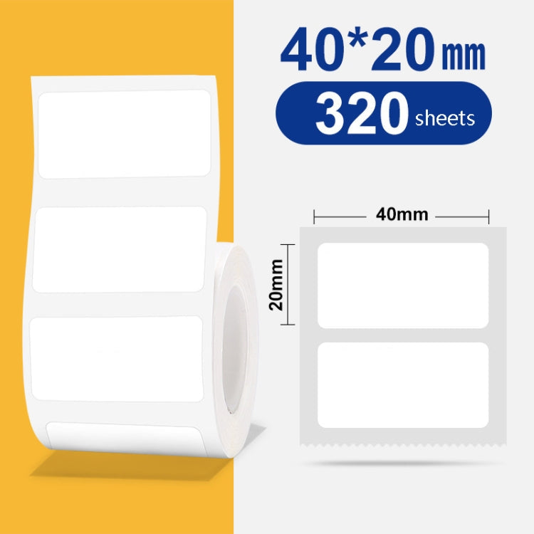 Thermal Label Paper Self-Adhesive Paper Fixed Asset Food Clothing Tag Price Tag for NIIMBOT B11 / B3S, Size: 45x15mm 400 Sheets, 30x20mm 320 Sheets, 30x30mm 230 Sheets, 30x40mm 180 Sheets, 40x20mm 320 Sheets, 40x30mm 230 Sheets, 40x80mm 95 Sheets... –... 45x20mm 320 Sheets