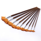 ZHU TING 9 PCS / Set Wooden Pole Fan-Shaped Nylon Hair Paintbrush Gouache Watercolor Acrylic Oil Painting Fishtail, Watercolor Oil Painting Watercolor Oil Painting