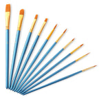 ZHU TING 10 in 1 Pearl Rod Nylon Hair Combination Brush Oil Paint Brush, Blue Rods, Purple Rods, Black Rods