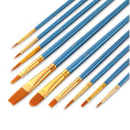 ZHU TING 10 in 1 Pearl Rod Nylon Hair Combination Brush Oil Paint Brush, Blue Rods, Purple Rods, Black Rods