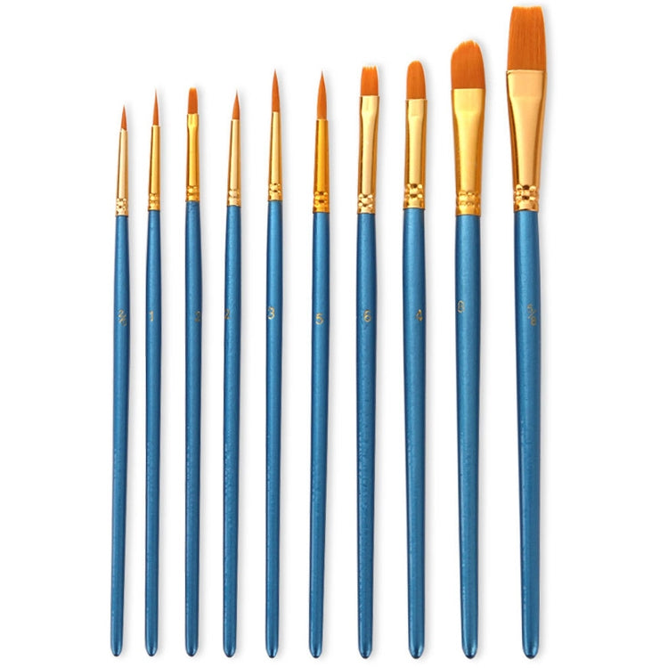 ZHU TING 10 in 1 Pearl Rod Nylon Hair Combination Brush Oil Paint Brush, Blue Rods, Purple Rods, Black Rods Blue Rods