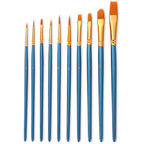 ZHU TING 10 in 1 Pearl Rod Nylon Hair Combination Brush Oil Paint Brush, Blue Rods, Purple Rods, Black Rods Blue Rods