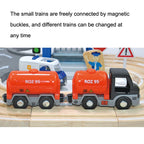 Multifunctional Wooden Police Station Road Track Set Baby Assembling Building Blocks Educational Early Education Toys, Police Station Road Track Set