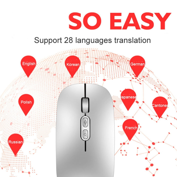 M103 1600DPI 5 Keys 2.4G Wireless Mouse Charging Ai Intelligent Voice Office Mouse, Support 28 Languages, White, Black, Silver, Rose Gold, Gray – Durable Build, Easy to Use