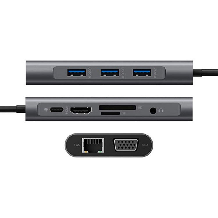 10 in 1 Type-C Multi-Function Docking Station PD Fast Charging HUB, 10 in 1 – Card Slot, Fast Charging, TPU