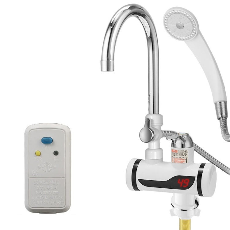 Kitchen Instant Electric Hot Water Faucet Hot & Cold Water Heater EU Plug, Lamp Display Lower Water Inlet, Lamp Display Side Water Inlet, Lamp Display Leakage Protection Lower Water Inlet, Lamp Shows Leakage Protection Side Water Inlet... –... With Shower Lower Water Inlet