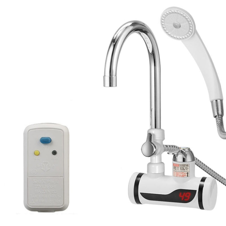 Kitchen Instant Electric Hot Water Faucet Hot & Cold Water Heater EU Plug, Lamp Display Lower Water Inlet, Lamp Display Side Water Inlet, Lamp Display Leakage Protection Lower Water Inlet, Lamp Shows Leakage Protection Side Water Inlet... –... With Shower Side Water Inlet