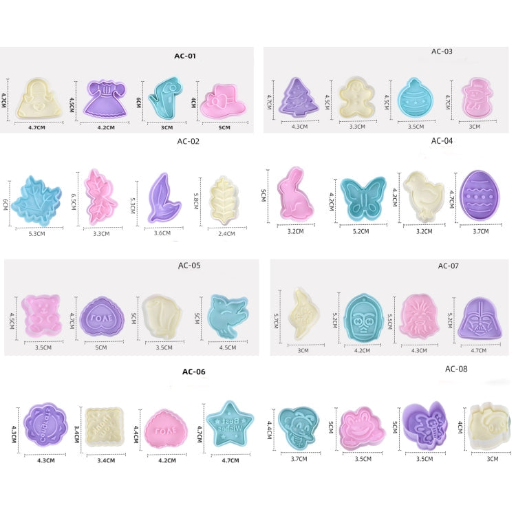 4 in 1 Three-Dimensional Fondant Biscuit Embossing Mold Push-Type Cake Mold Random Style Delivery, Push-Type Cake Mold – Durable Build, Easy to Use