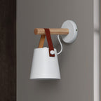 LED Wall Light Wood Wall Lamp Bed Bedside Light Night Lights Modern Nordic Lampshade Home Decor, white, black