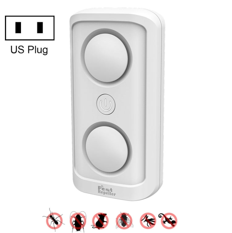 BG302 Dual-Speaker Intelligent Frequency Conversion Mosquito Repellent Ultrasonic Insect Repellent, US Plug 110V, EU Plug 220V US Plug 110V White