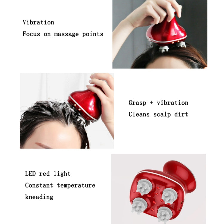 Head Scalp Massager Electric Beauty Instrument Multifunctional Kneading Vibration Physiotherapy Instrument, White, Red, Blue – Waterproof