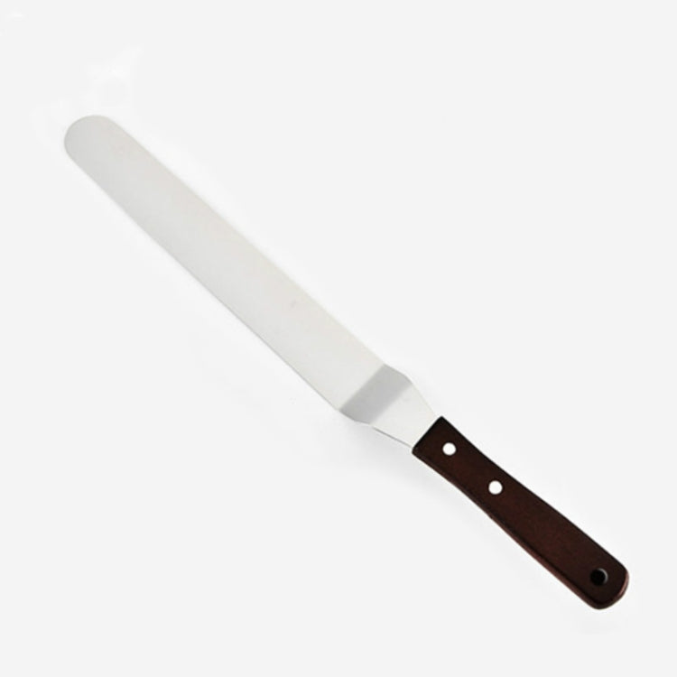 Wooden Handle Spatula Baking Stainless Steel Cake Straight Knife – Non-slip With Hole Curved Section 10 Inch