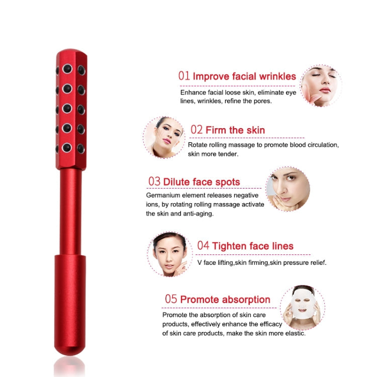 30 Germanium Massage Beauty Stick Roller V-shaped Beauty Instrument Facial Massager Random Colour Delivery, 30 Germanium – Aluminum Alloy