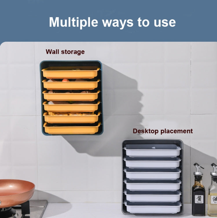 6-Layer Wall-Mounted Hot Pot Tray Kitchen Household Preparation Dishes Free Perforation Rectangular Side Dishes, Gray Frame+ White Plate, Blue Frame + Yellow Plate – Durable Build, Easy to Use