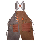 Denim Apron Barber Milk Tea Shop Waiter Overalls, Gray-yellow Shoulder Strap, Blue-white Shoulder Strap, Green-yellow Shoulder Strap, Grey-green Shoulder Strap, Grey-yellow Hook Strap, Blue-white Hook Strap, Green-yellow Hook Strap, Grey-green Hook Strap Gray-yellow Shoulder Strap