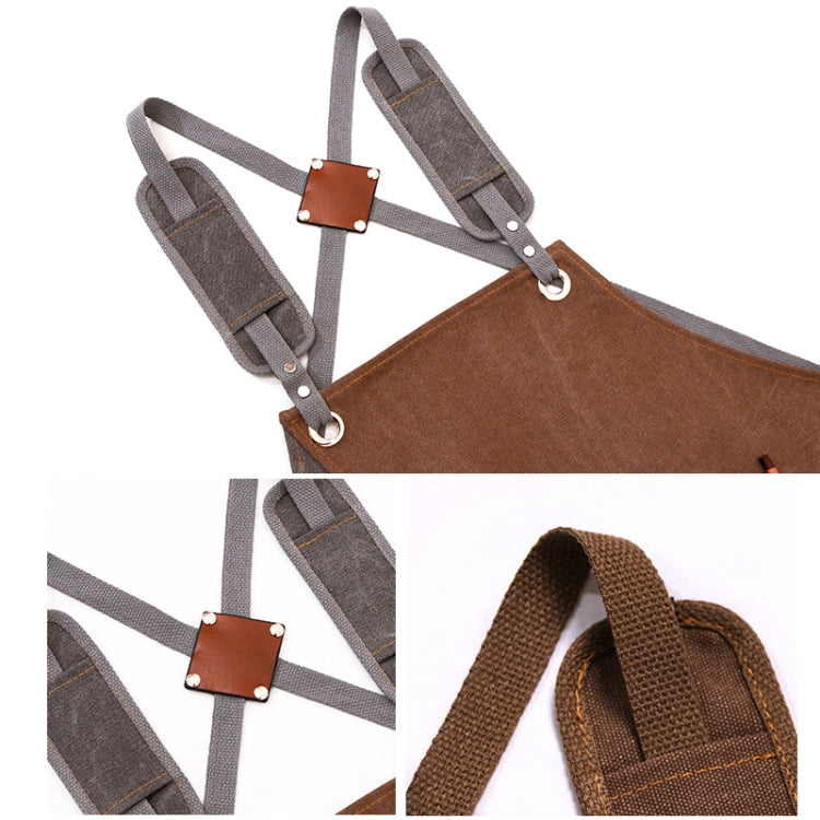 Denim Apron Barber Milk Tea Shop Waiter Overalls, Gray-yellow Shoulder Strap, Blue-white Shoulder Strap, Green-yellow Shoulder Strap, Grey-green Shoulder Strap, Grey-yellow Hook Strap, Blue-white Hook Strap, Green-yellow Hook Strap, Grey-green Hook Strap
