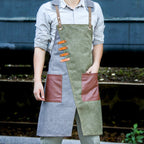 Denim Apron Barber Milk Tea Shop Waiter Overalls, Gray-yellow Shoulder Strap, Blue-white Shoulder Strap, Green-yellow Shoulder Strap, Grey-green Shoulder Strap, Grey-yellow Hook Strap, Blue-white Hook Strap, Green-yellow Hook Strap, Grey-green Hook Strap