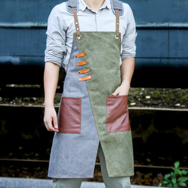 Denim Apron Barber Milk Tea Shop Waiter Overalls, Gray-yellow Shoulder Strap, Blue-white Shoulder Strap, Green-yellow Shoulder Strap, Grey-green Shoulder Strap, Grey-yellow Hook Strap, Blue-white Hook Strap, Green-yellow Hook Strap, Grey-green Hook Strap