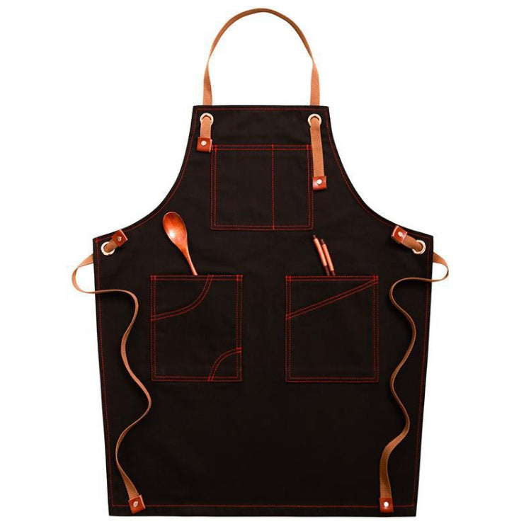 Household Denim Apron Barista Floral Tea Shop Barber Work Clothes, Adult Version, for Children 47cm, for Children 57cm – Durable Build, Easy to Use for Children 47cm Black