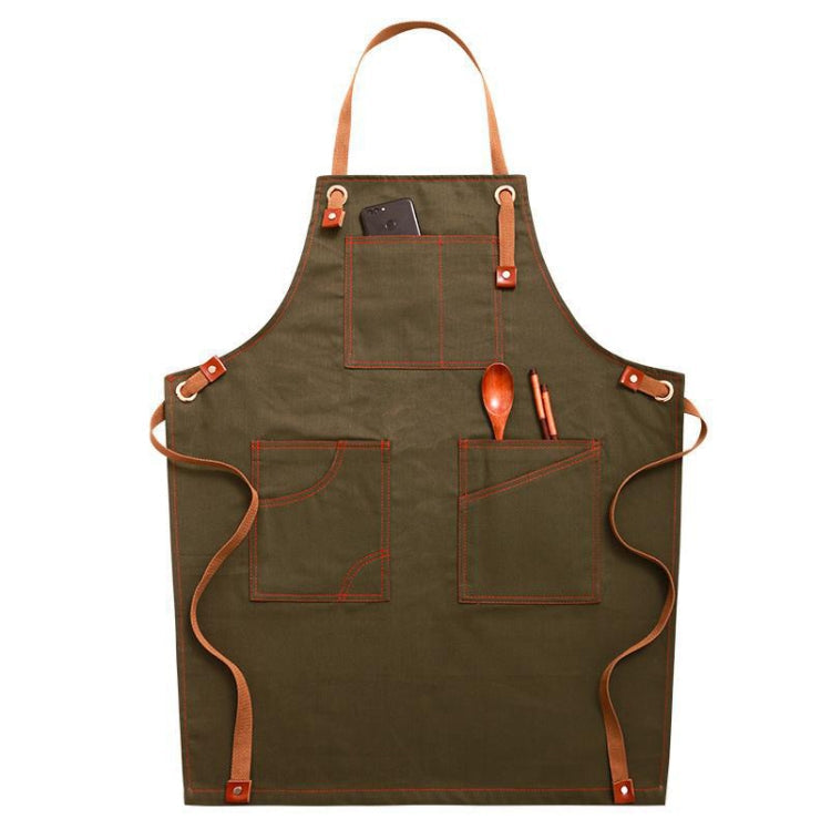 Household Denim Apron Barista Floral Tea Shop Barber Work Clothes, Adult Version, for Children 47cm, for Children 57cm – Durable Build, Easy to Use for Children 57cm Green