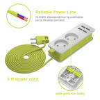 Power Strip 1/2 EU Plug 4 USB Port 1200W 250V 1.5m Cable Wall Portable Multiple Socket, EU Plug Outlets