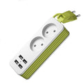 Power Strip 1/2 EU Plug 4 USB Port 1200W 250V 1.5m Cable Wall Portable Multiple Socket, EU Plug Outlets 2 OUTLET 4USB EU Plug Outlets