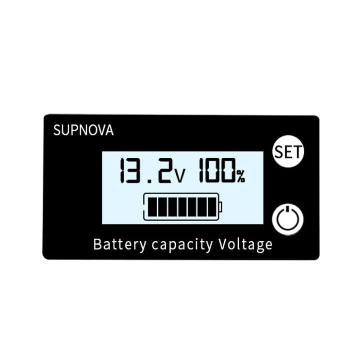 SUPNOVA DC 8-100V Battery Capacity Indicator Voltmeter Voltage Gauge,Style:, White, White + Alarm + Temperature, Blue, Blue +Alarm + Temperature White