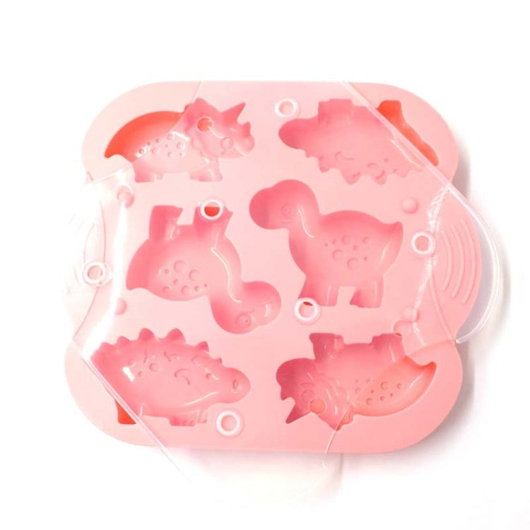 DIY 6 Grid Silicone Dinosaur Cake Mold Baby Food Supplement Mold Baking Tools, Pink, Light Green Pink
