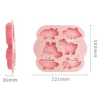 DIY 6 Grid Silicone Dinosaur Cake Mold Baby Food Supplement Mold Baking Tools, Pink, Light Green