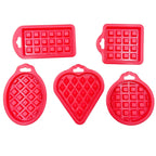 5 in 1 Food Grade Silicone Waffle Mold Kitchen Cake Set Baking Supplies, Red, Green, Beige, Pink Red