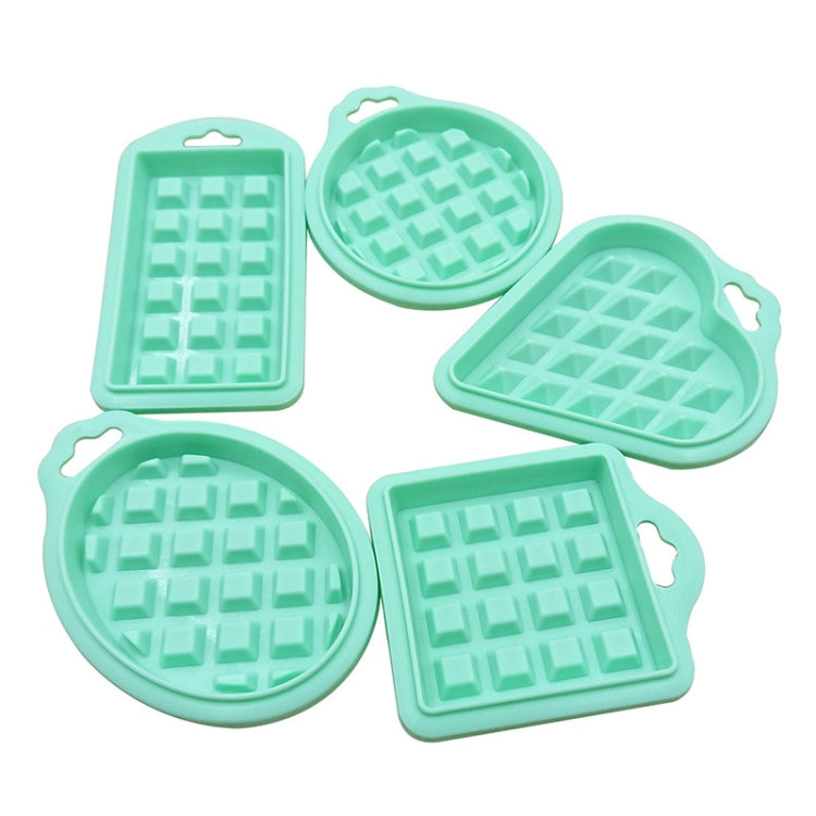 5 in 1 Food Grade Silicone Waffle Mold Kitchen Cake Set Baking Supplies, Red, Green, Beige, Pink – Durable Build, Easy to Use Green