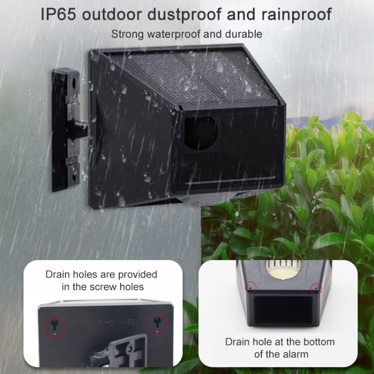 N911F 129dB Wireless Remote Control Solar Human Body Induction Sound Light Alarm, N911F – Waterproof