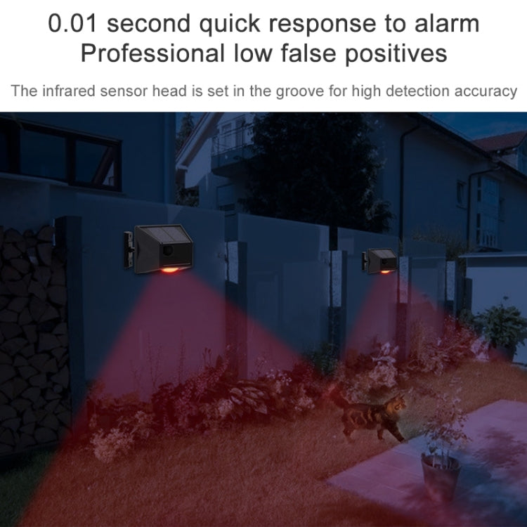 N911F 129dB Wireless Remote Control Solar Human Body Induction Sound Light Alarm, N911F – Waterproof
