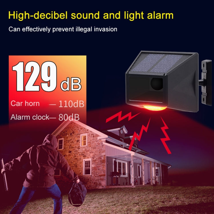 N911F 129dB Wireless Remote Control Solar Human Body Induction Sound Light Alarm, N911F – Waterproof